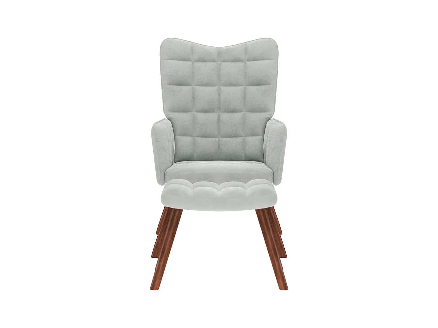 Sillón de relax | Sillón relajante con taburete de terciopelo gris claro SHL7134