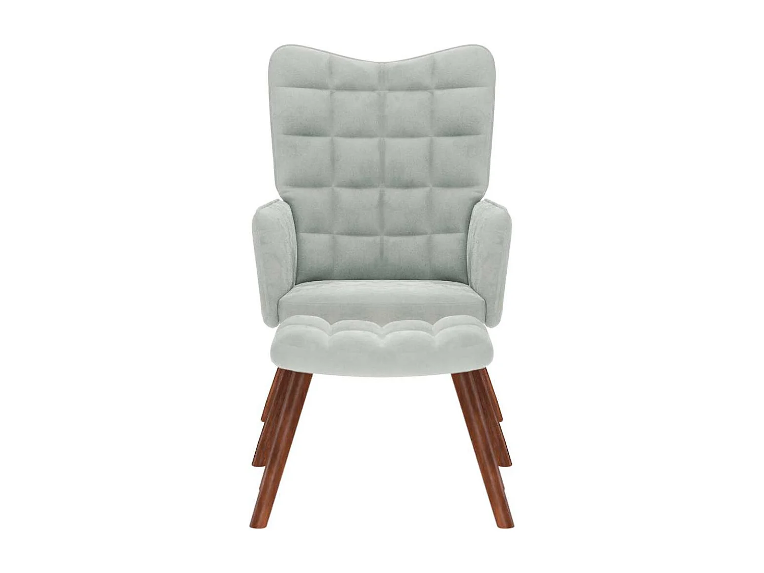 Relaxsessel mit Hocker | Lounge Sessel Hellgrau Samt SHL64031