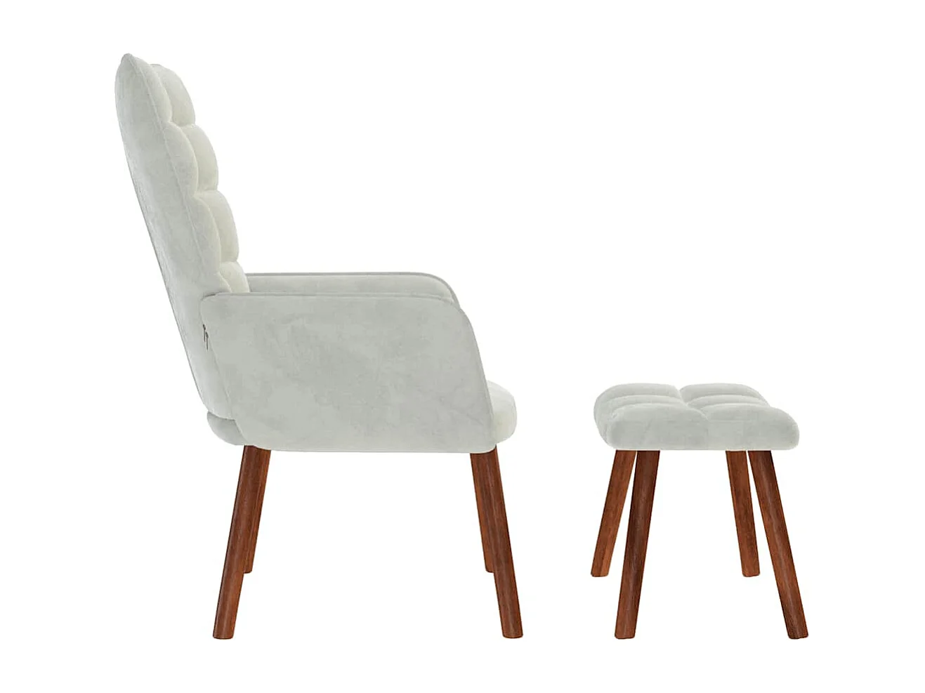 Relaxsessel mit Hocker | Lounge Sessel Hellgrau Samt SHL64031