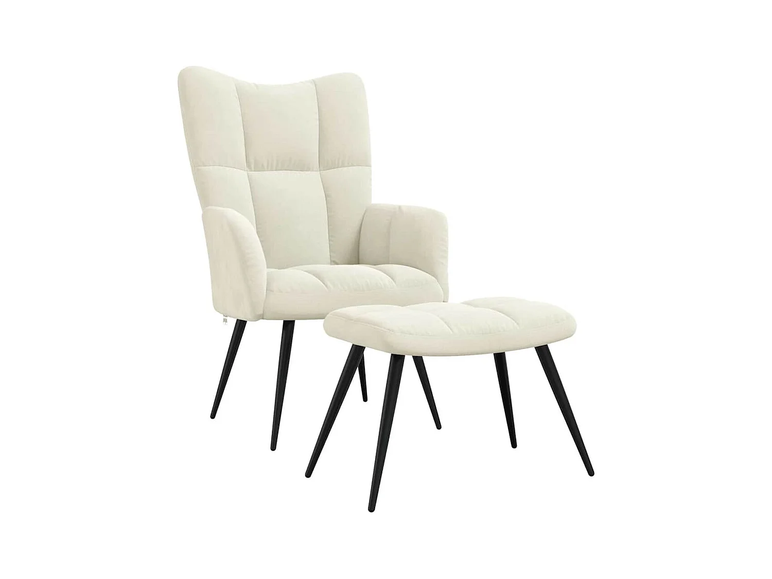 Sillón de relax | Silla de relax con taburete terciopelo blanco crema SHL2114