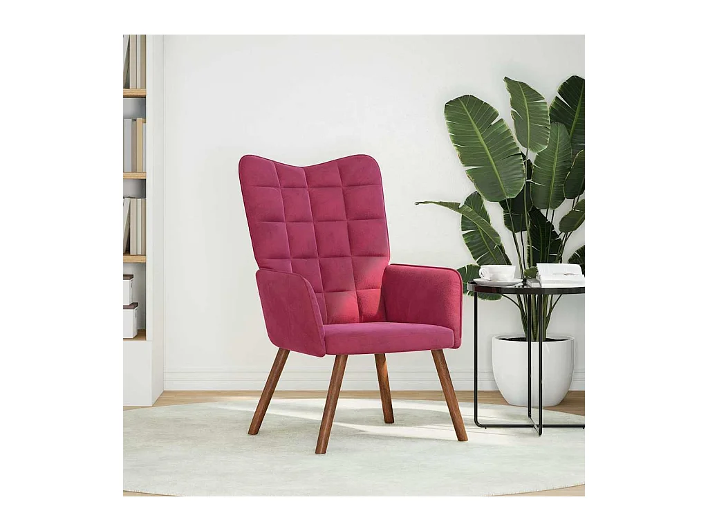 Fauteuil de Salon-Chaise de relaxation moderne Rouge bordeaux Velours SHL3580