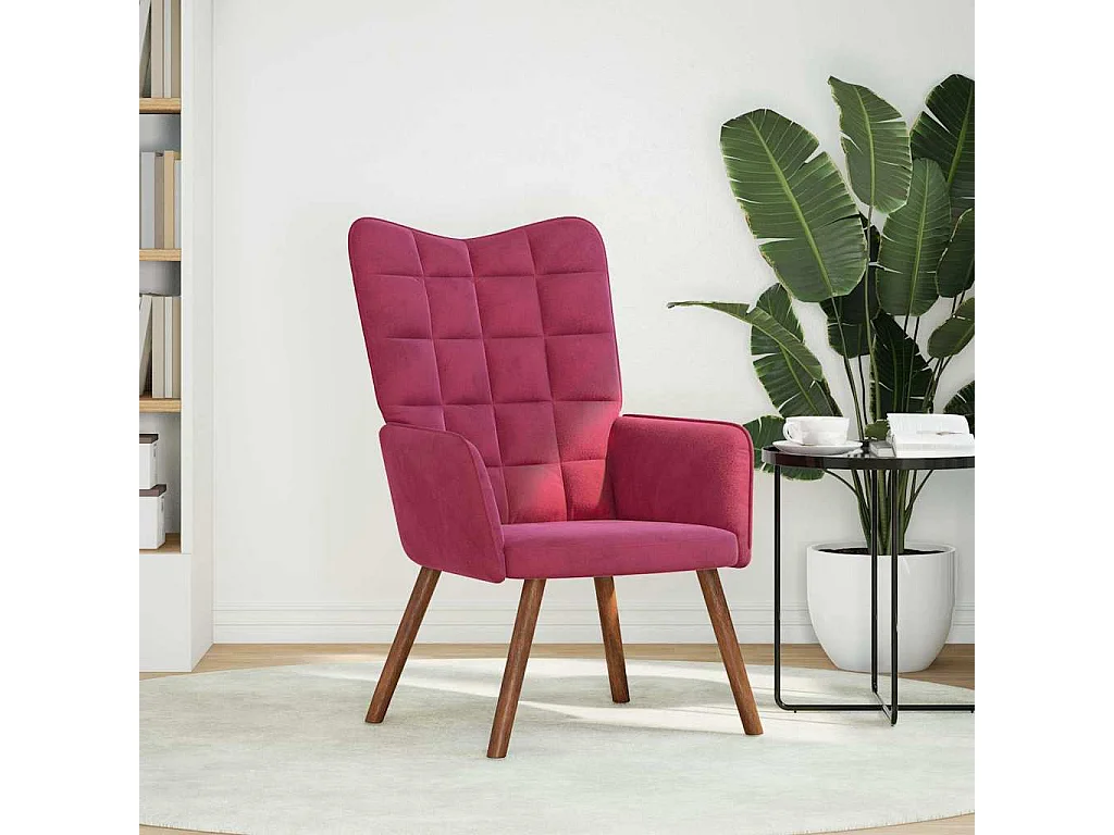 Fauteuil de Salon-Chaise de relaxation moderne Rouge bordeaux Velours SHL3580