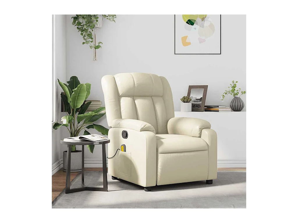 Sillón de relax | Sillón reclinable de masaje cuero sintético crema SHL2106