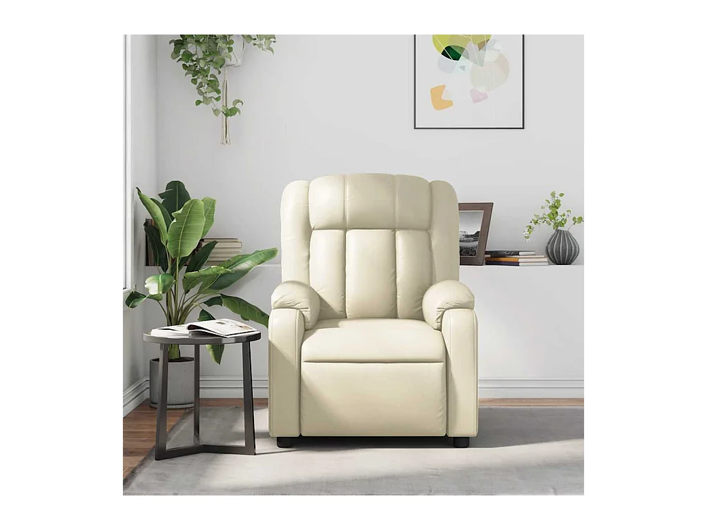 Sillón de relax | Sillón reclinable de masaje cuero sintético crema SHL2106