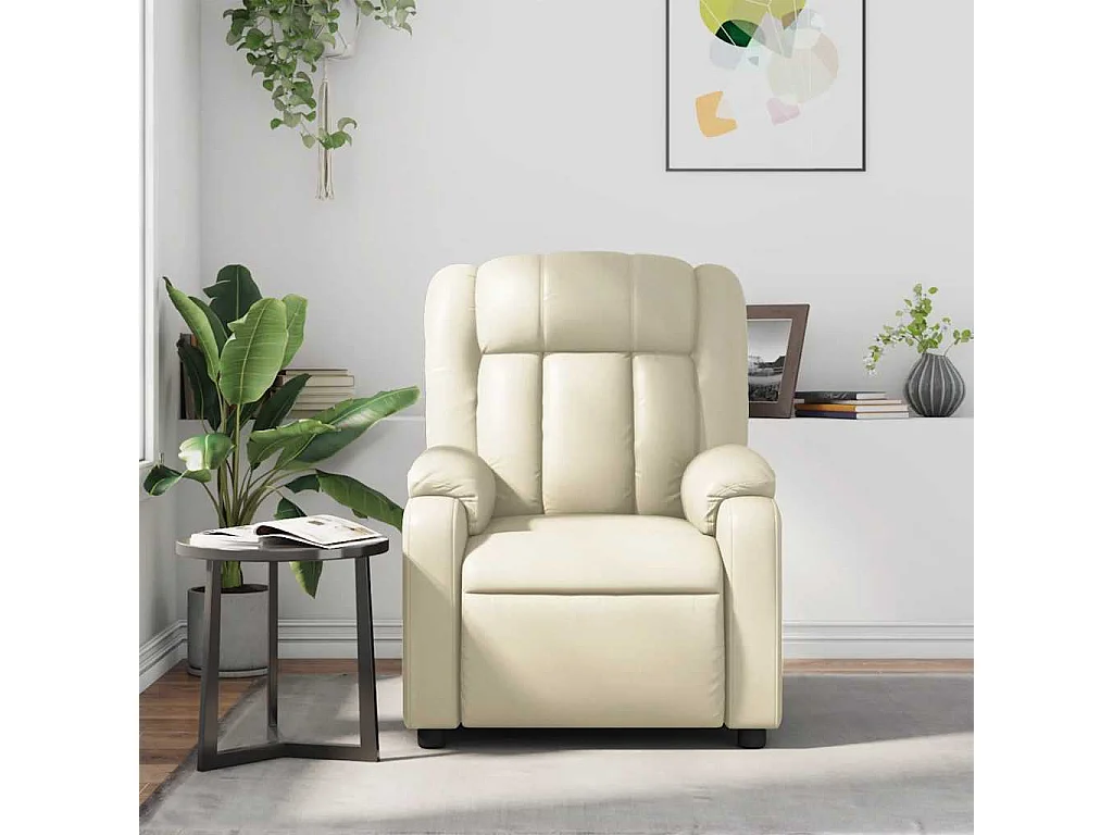 Fauteuil inclinable-Chaise-Fauteuil salon de massage Crème Similicuir SHL2680