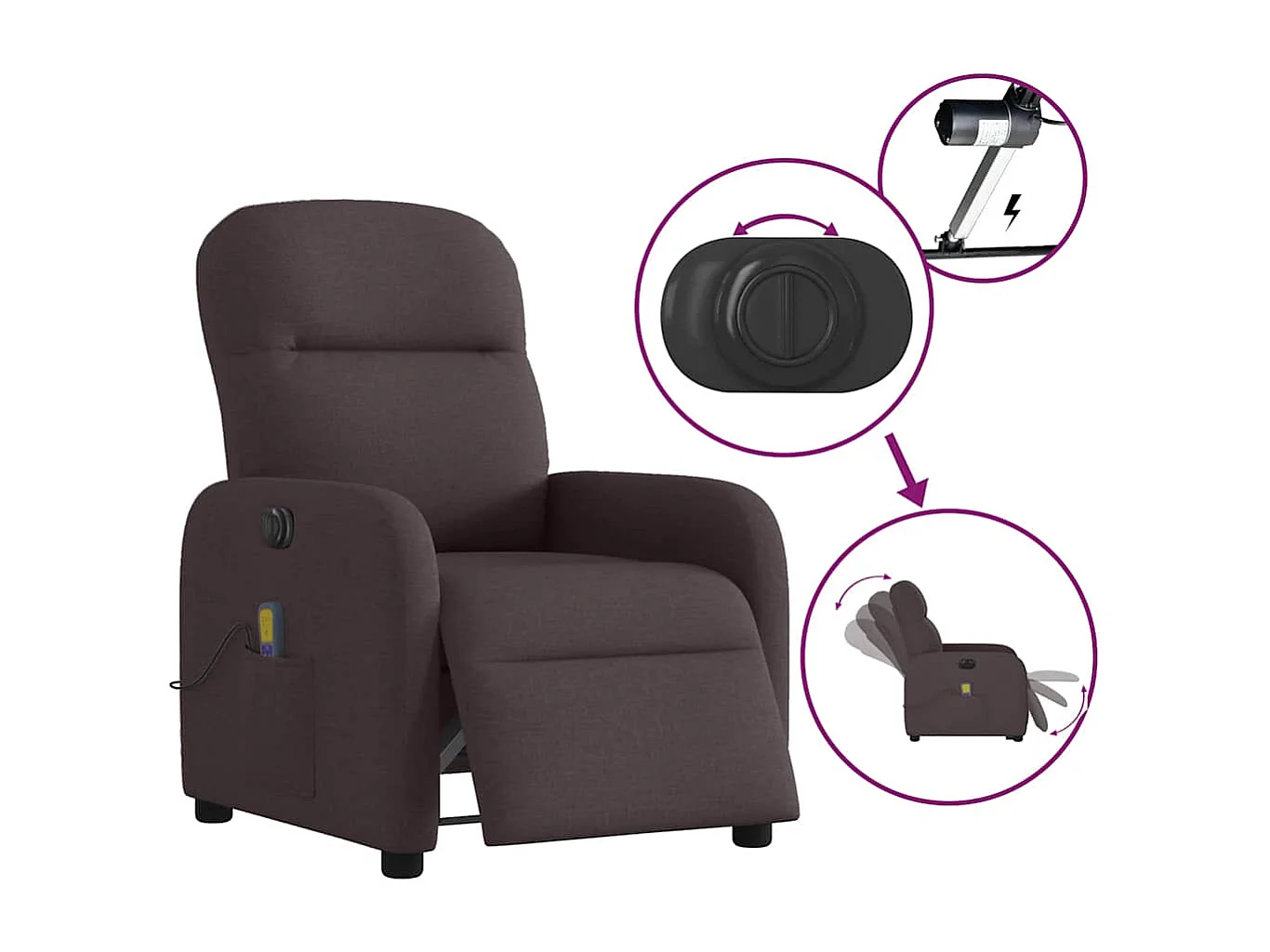Massagesessel Elektrisch | Relaxsessel indoor Dunkelbraun Stoff SHL45568