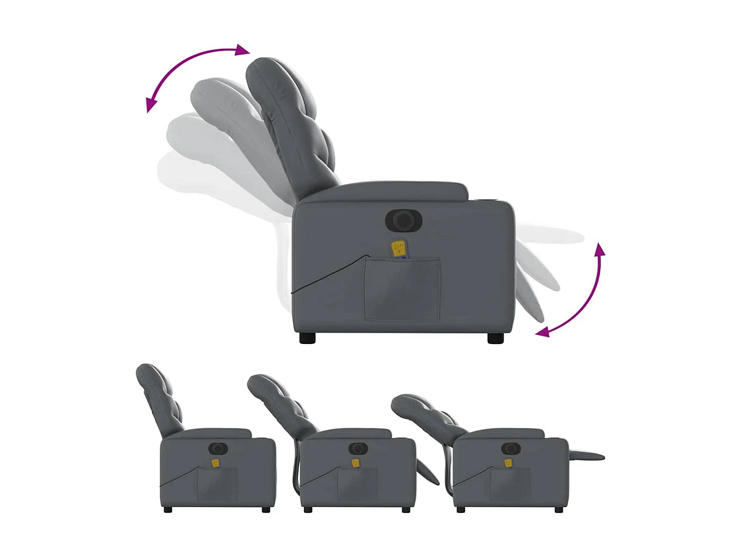 Fauteuil inclinable électrique-Fauteuil de massage pour Salon gris similicuir SHL1936