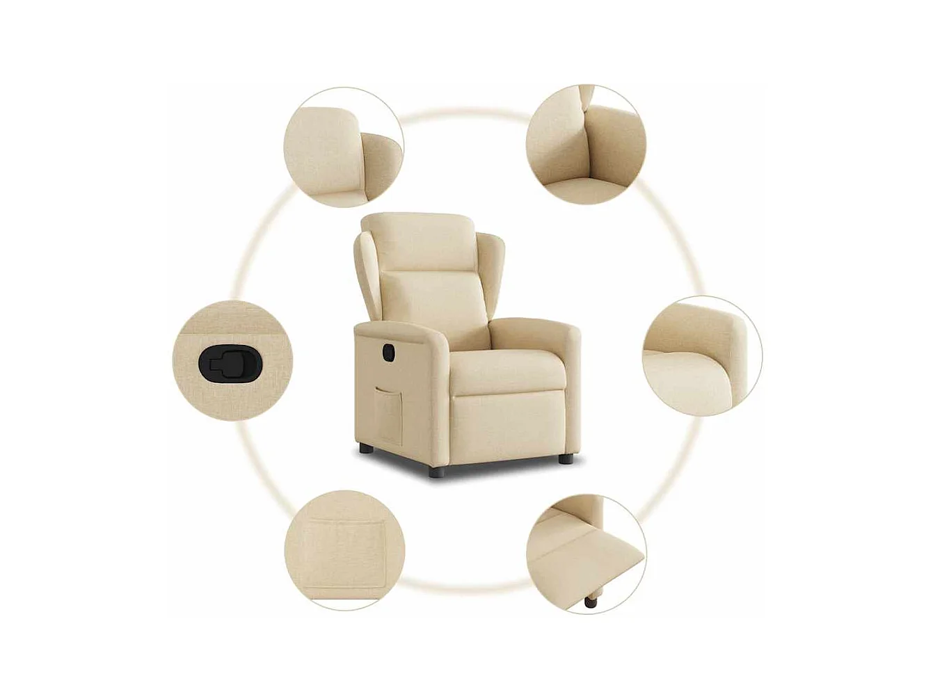 Sillón de relax | Sillón reclinable de tela crema SHL2284