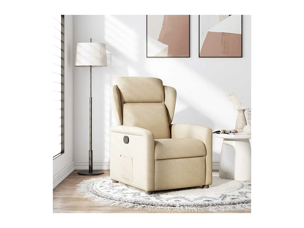 Fauteuil inclinable-Chaise de relax-Fauteuil salon Crème Tissu SHL4596