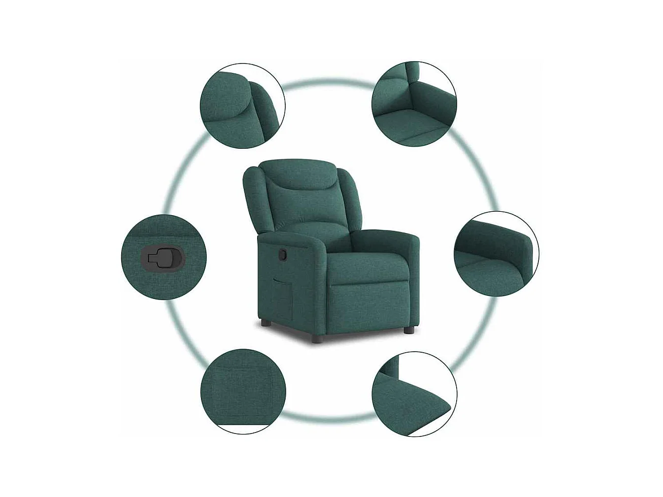 Sillón de relax | Silla | Sillón reclinable de tela verde oscuro SHL5839