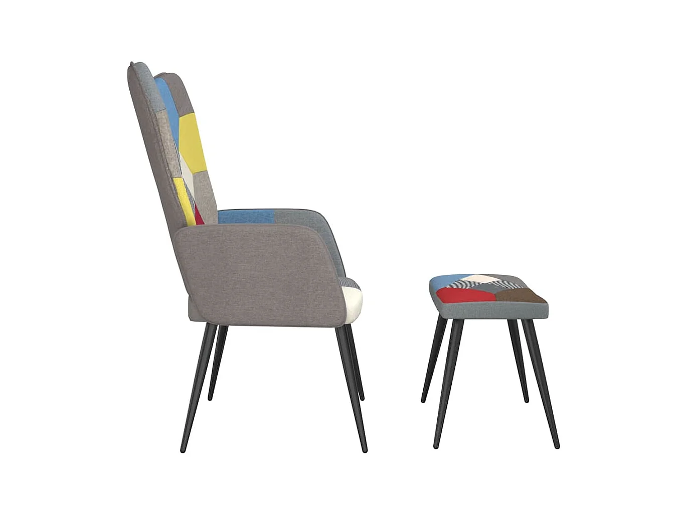 Silla de relax | Silla de relajación con taburete tela patchwork SHL4874