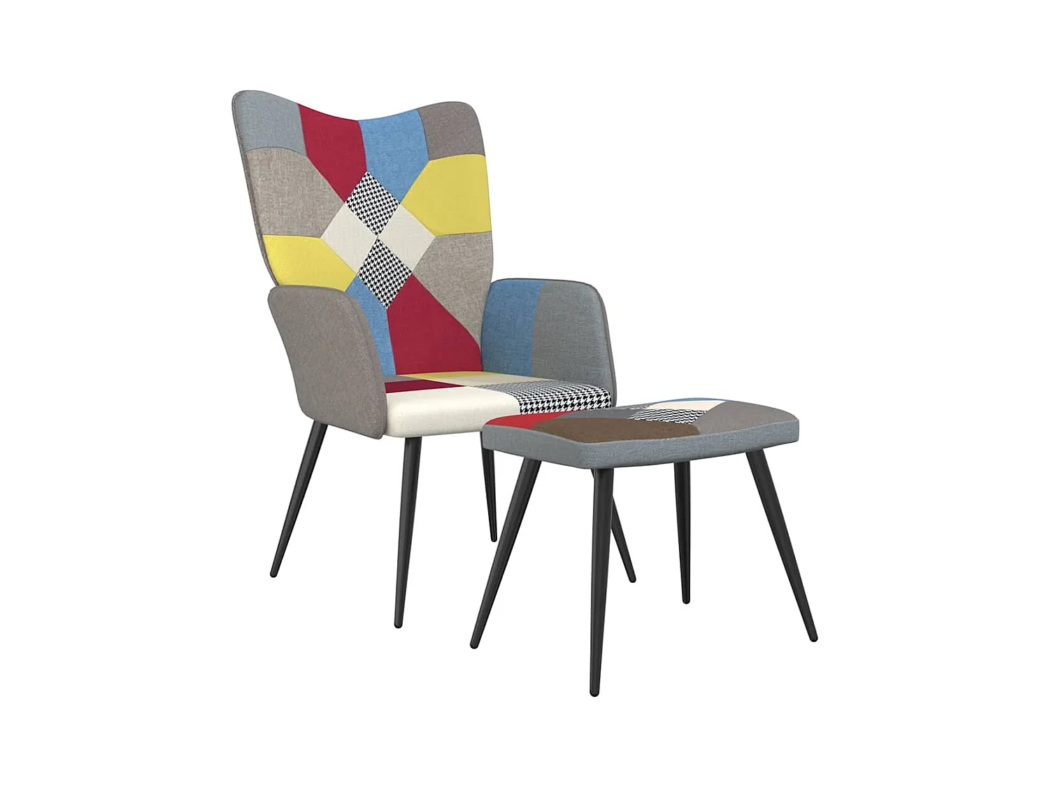 Chaise de relaxation moderne avec tabouret-Fauteuil de Salon Patchwork Tissu SHL3185