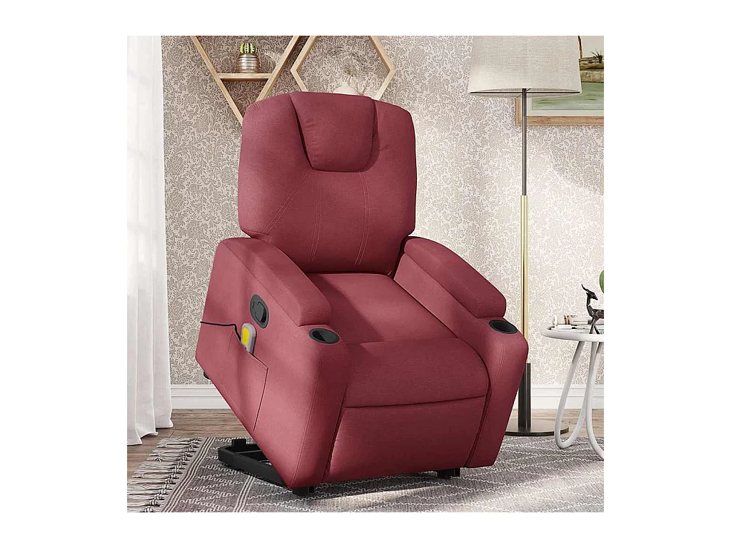 Fauteuil inclinable-Chaise de relax-Fauteuil de Massage Rouge bordeaux Tissu SHL1519