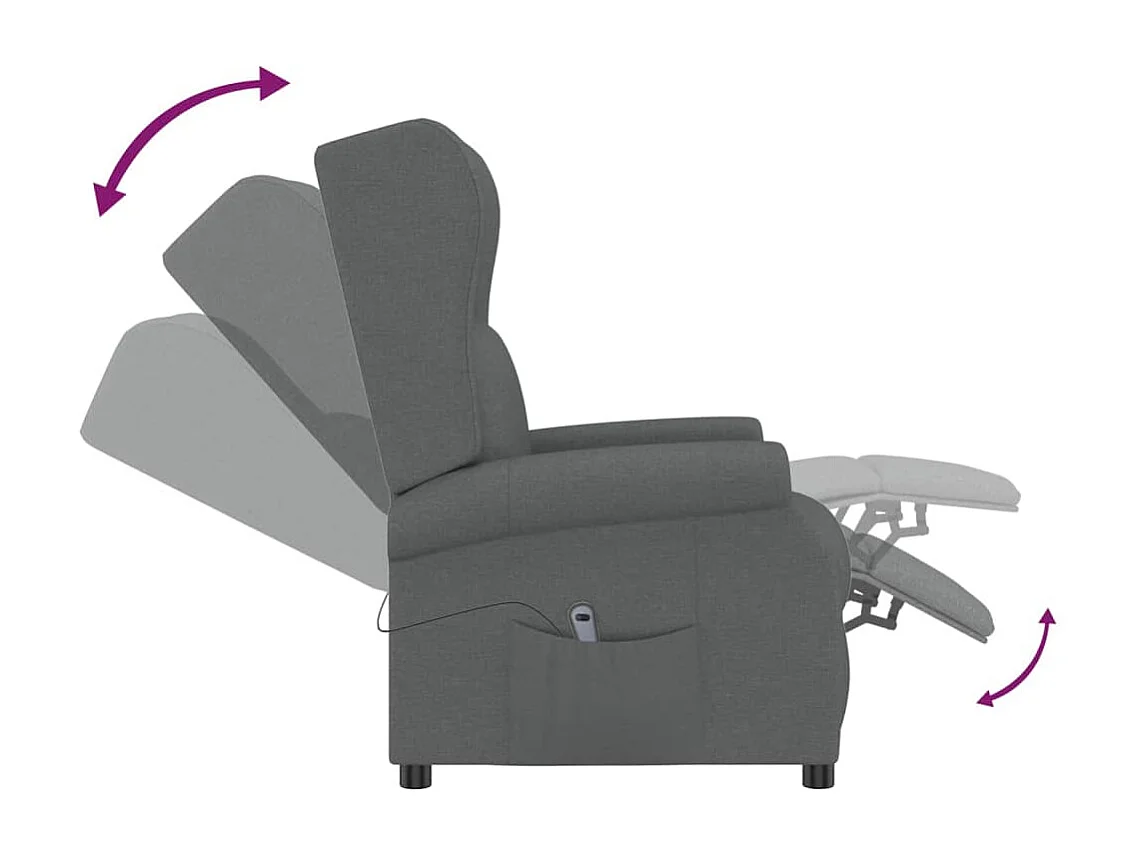Fauteuil inclinable électrique-Chaise de relax à oreilles gris foncé tissu SHL3211
