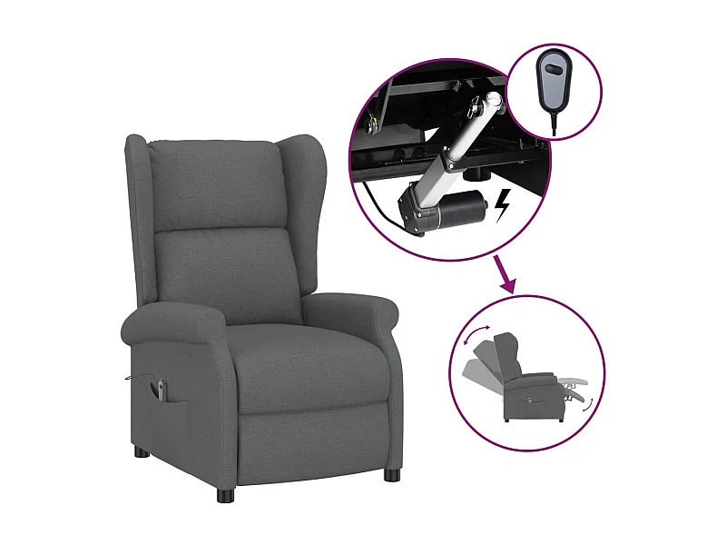 Fauteuil inclinable électrique-Chaise de relax à oreilles gris foncé tissu SHL3211