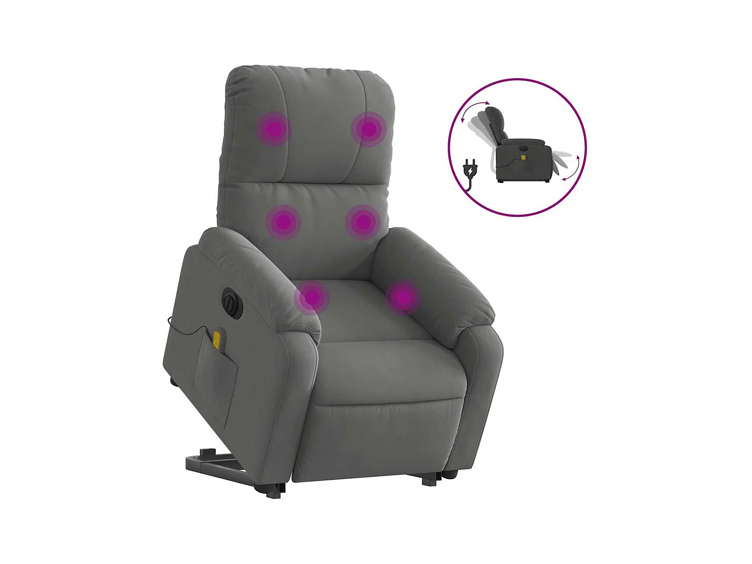 Sillón de salón | Silla | Sillón masaje eléctrico reclinable elevable tela gris oscuro SHL7263
