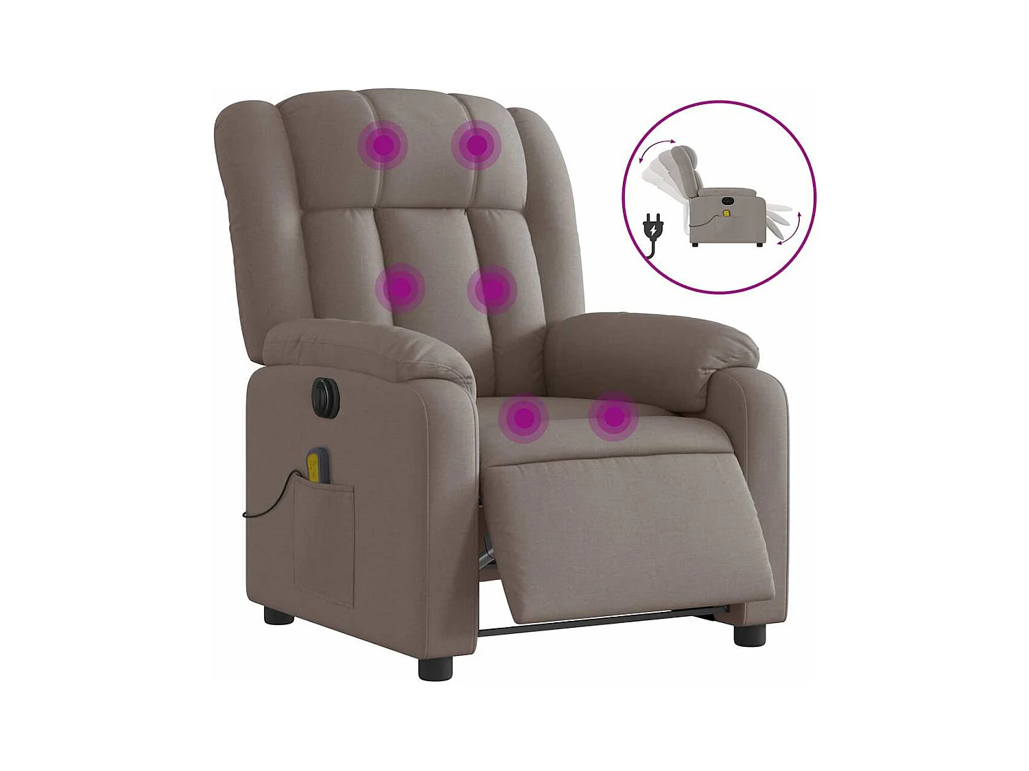 Fauteuil inclinable électrique-Fauteuil de massage de Salon Taupe Tissu SHL2226