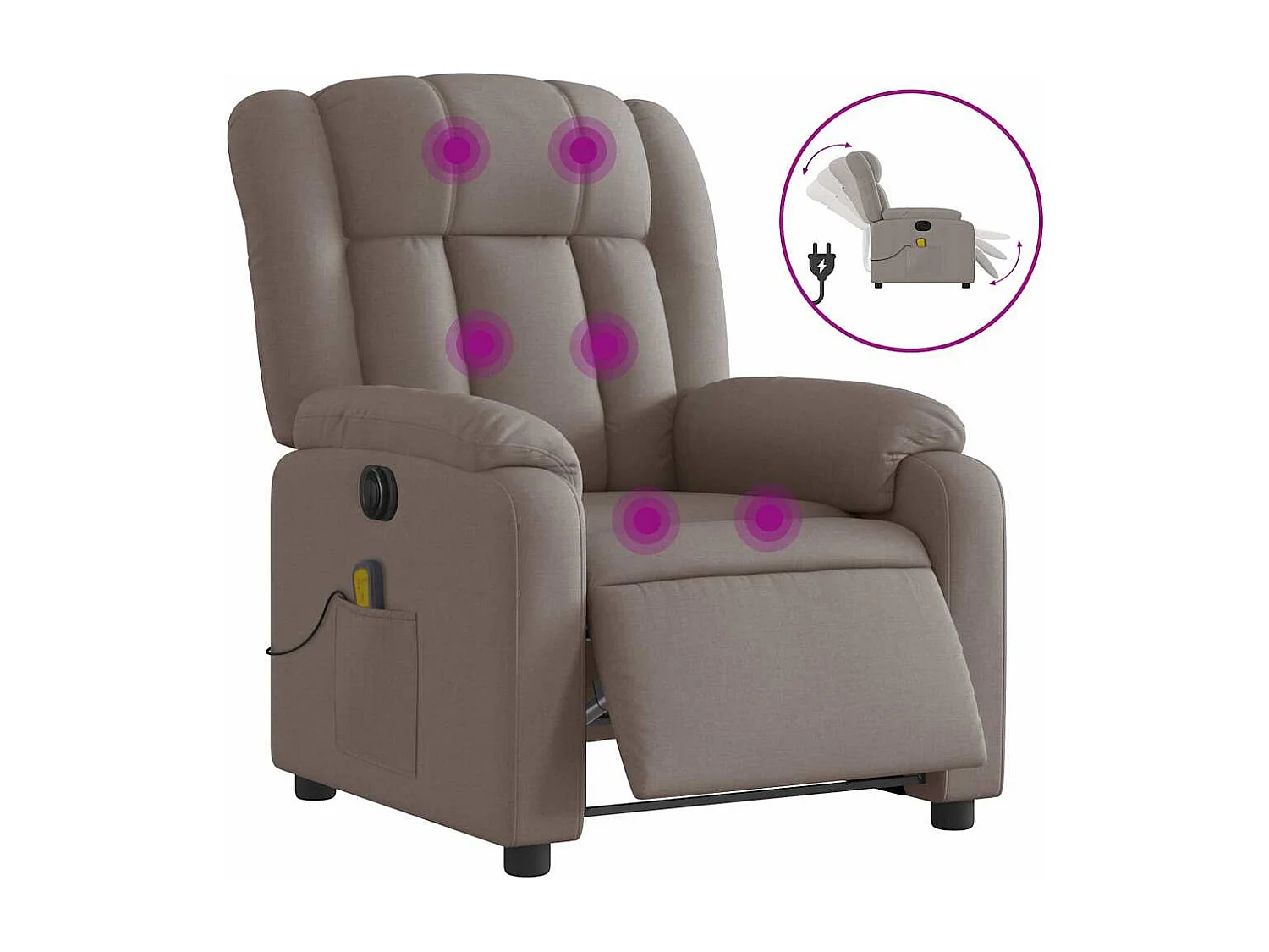 Fauteuil inclinable électrique-Fauteuil de massage de Salon Taupe Tissu SHL2226