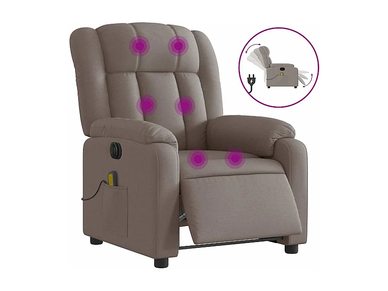 Fauteuil inclinable électrique-Fauteuil de massage de Salon Taupe Tissu SHL2226