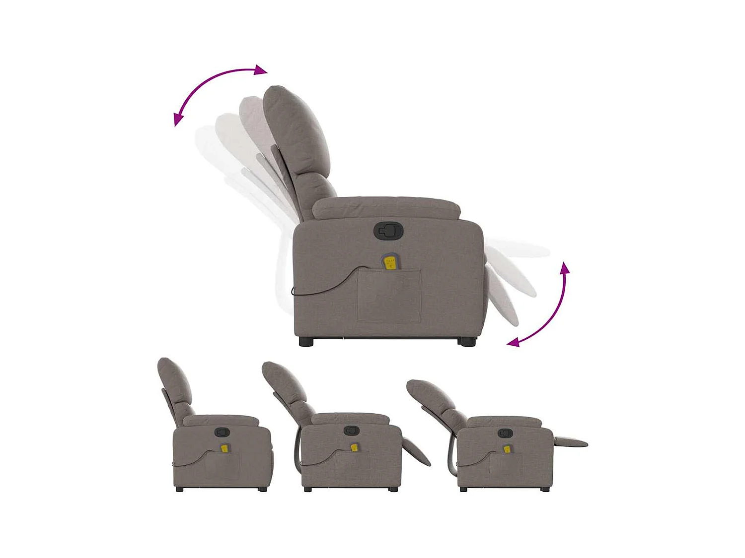 Sillón de relax | Sillón reclinable de masaje elevable tela gris taupé SHL8384