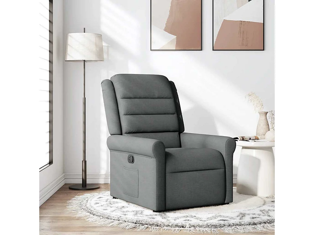Fauteuil inclinable-Chaise de relax-Fauteuil TV Gris foncé Tissu SHL2654