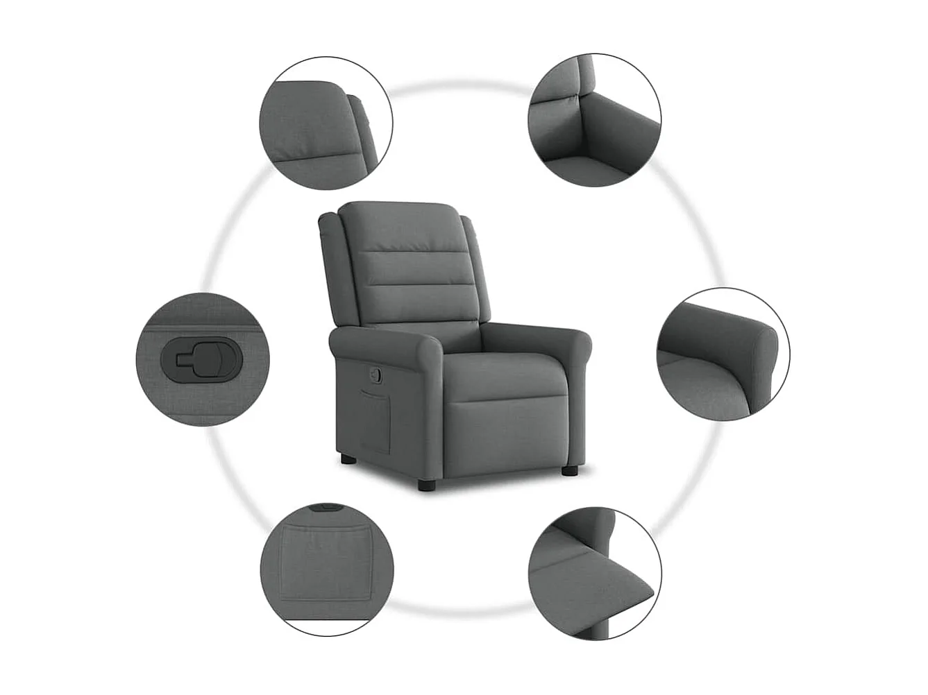 Fauteuil inclinable-Chaise de relax-Fauteuil TV Gris foncé Tissu SHL2654