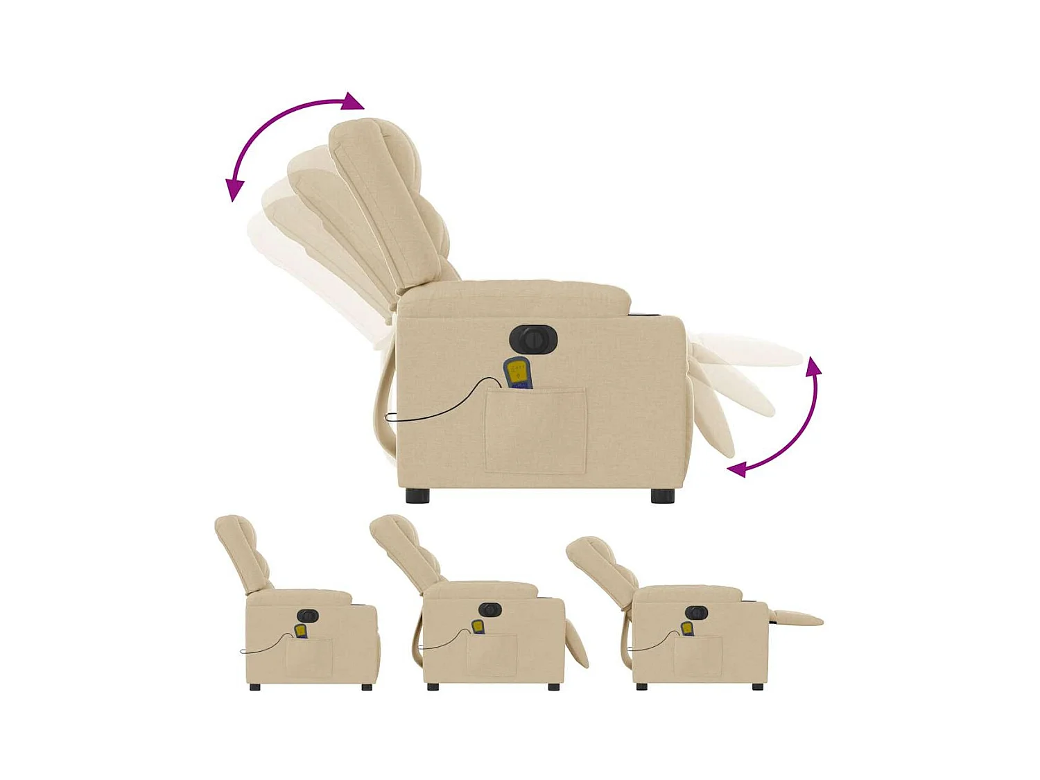 Sillón de relax | Sillón reclinable de masaje eléctrico tela color crema SHL9104