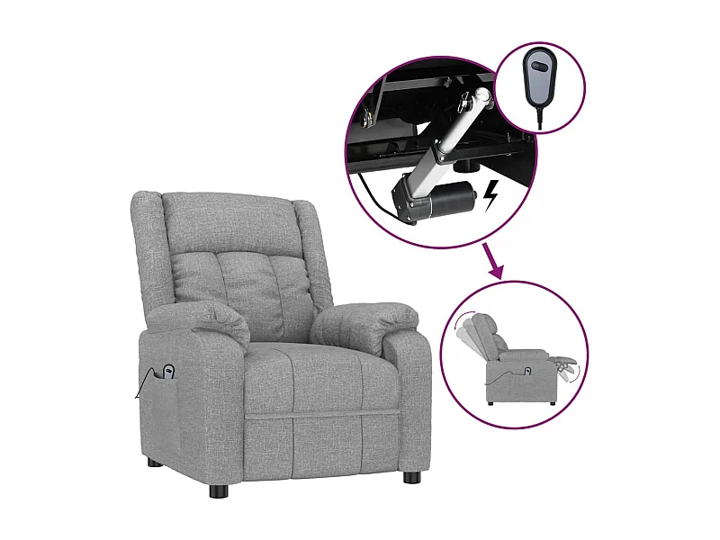 Sillón de relax | Silla | Sillón reclinable eléctrico tela gris claro SHL4841