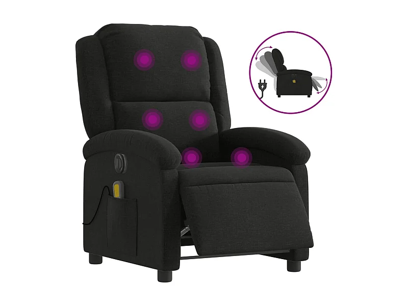 Sillón de relax | Sillón reclinable de masaje eléctrico tela negro SHL8603