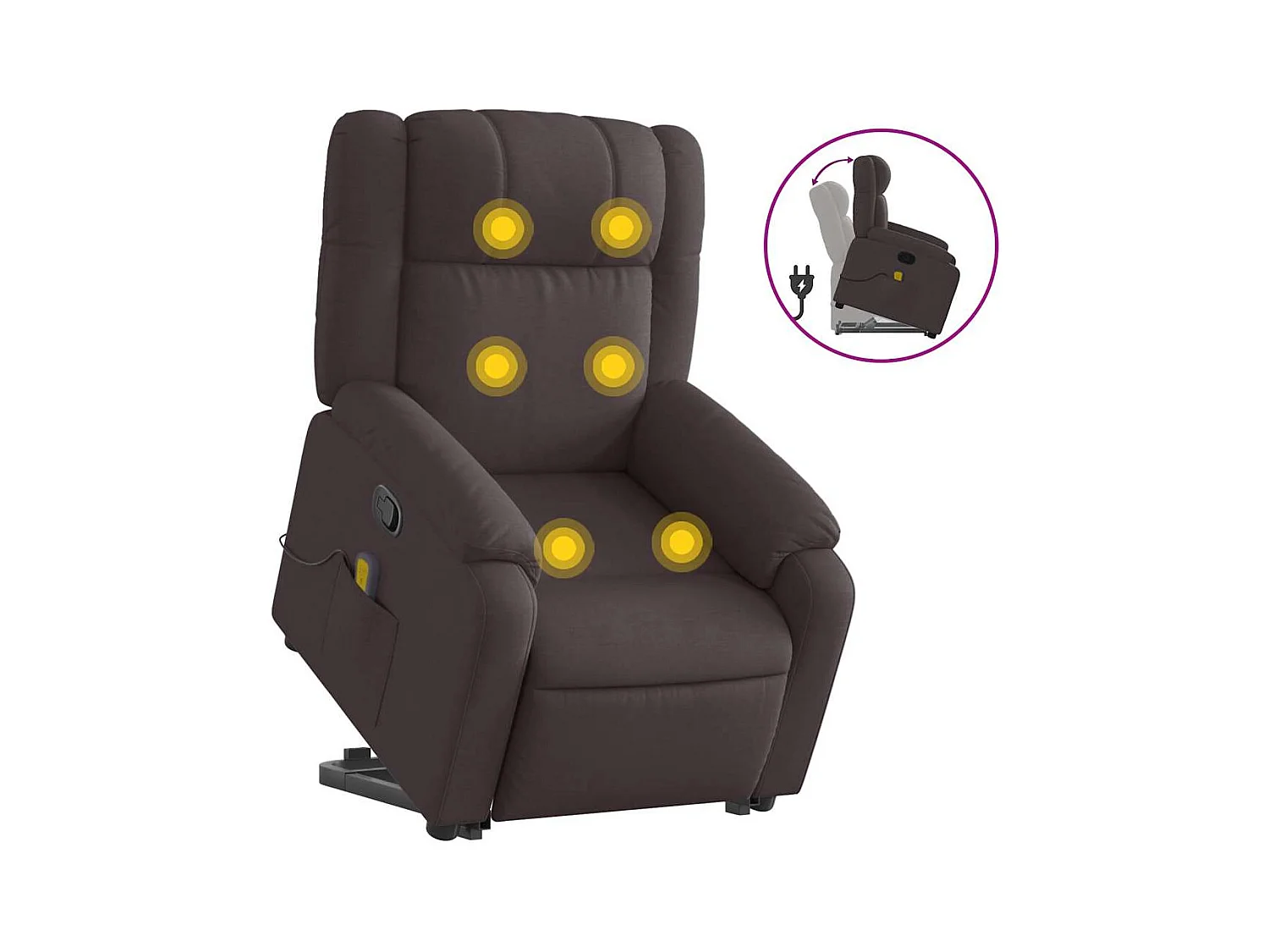 Silla de masaje reclinable de pie de tela marrón oscuro SHL2335
