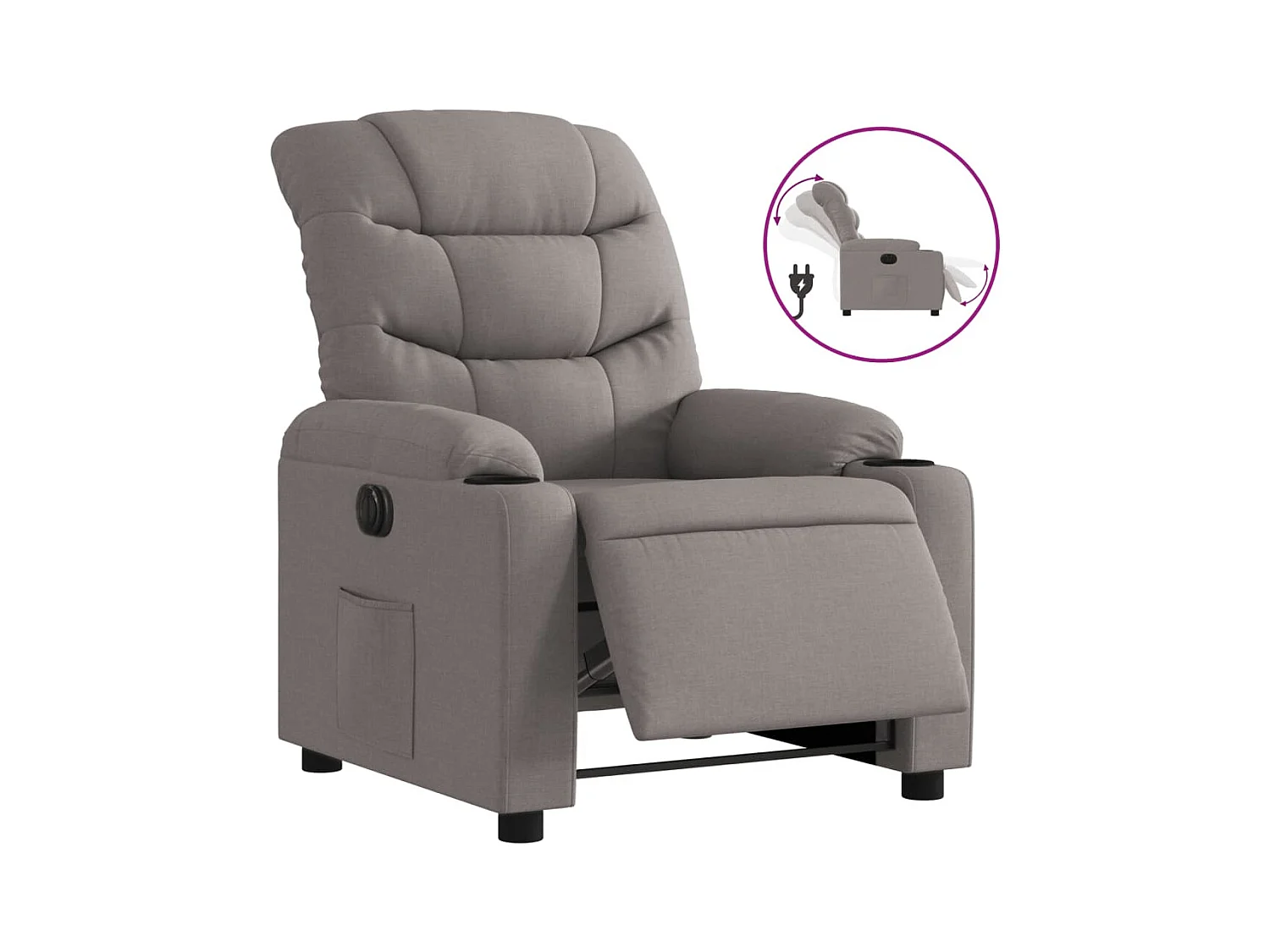Fauteuil inclinable électrique-Chaise de relax-Fauteuil salon Taupe Tissu SHL903