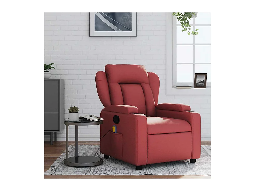 Sillón de salón | Silla | Sillón de masaje reclinable cuero sintético rojo tinto SHL2402