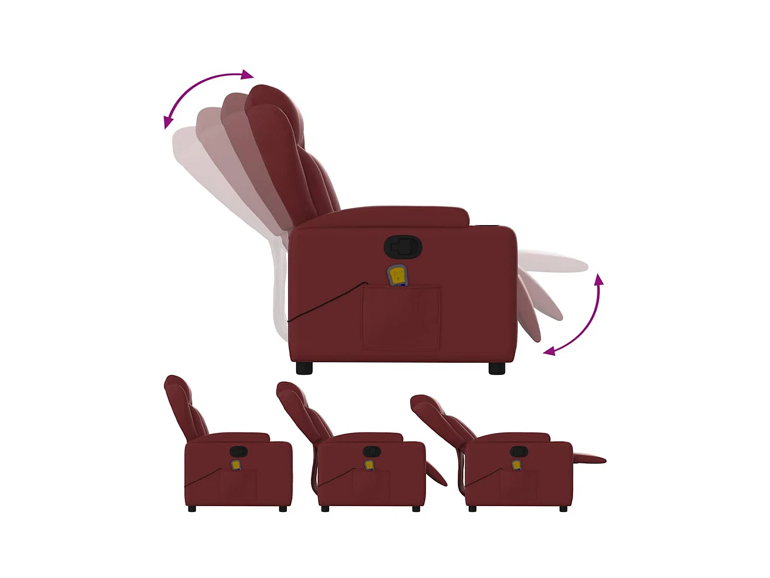 Sillón de salón | Silla | Sillón de masaje reclinable cuero sintético rojo tinto SHL2402