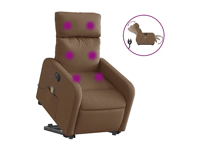 Fauteuil inclinable électrique-Chaise de relax-Fauteuil de Massage Marron Tissu SHL3659
