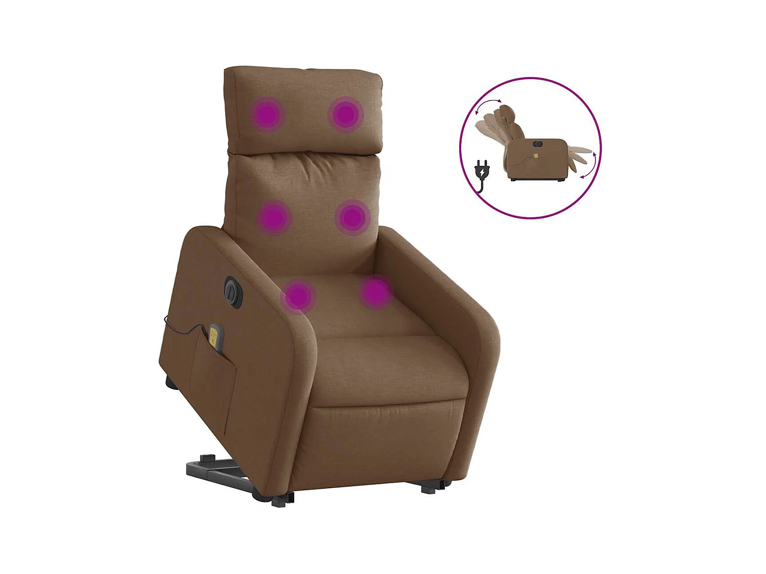 Fauteuil inclinable électrique-Chaise de relax-Fauteuil de Massage Marron Tissu SHL3659