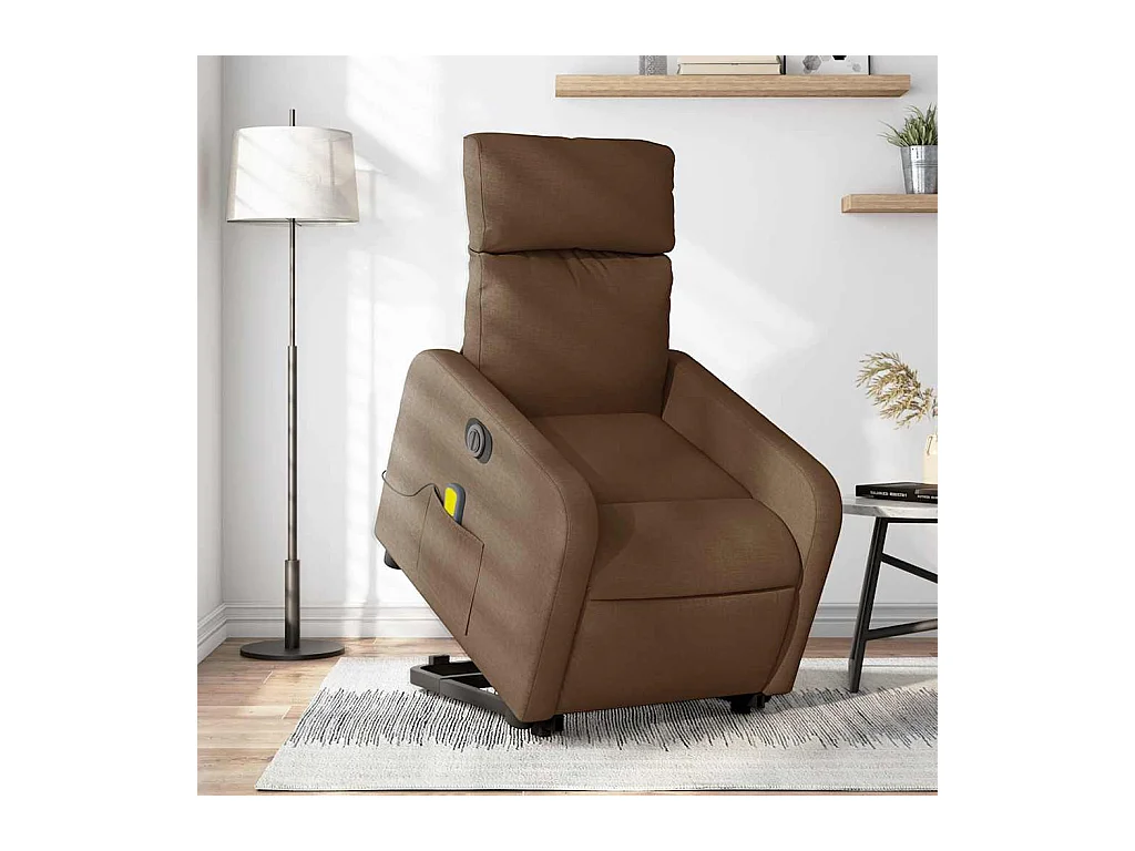 Fauteuil inclinable électrique-Chaise de relax-Fauteuil de Massage Marron Tissu SHL3659