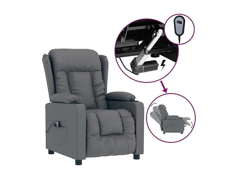 Poltrona Confortável | Poltrona reclinável elétrica couro artificial cinzento SHL303257