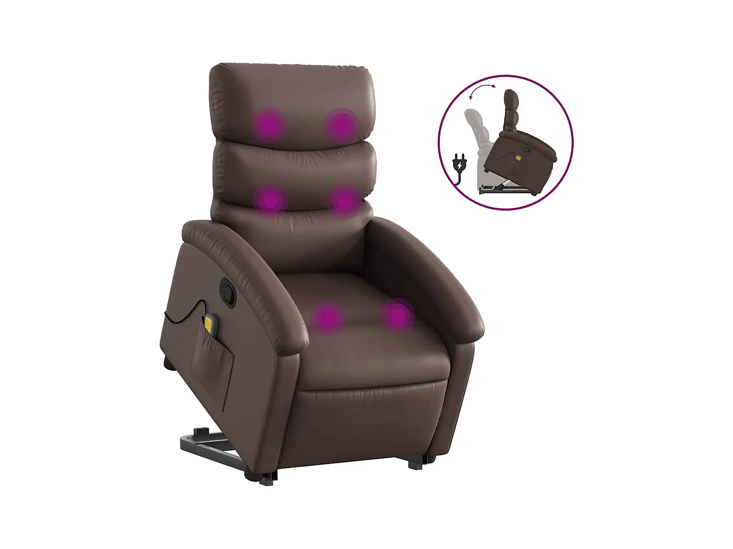 Fauteuil inclinable-Chaise de relax-Fauteuil de Massage Marron Similicuir SHL5046