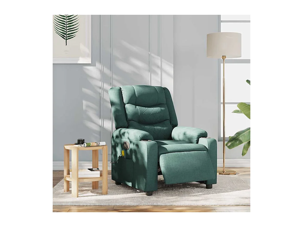 Poltrona reclinável de massagens elétrica tecido verde-escuro SHL216070