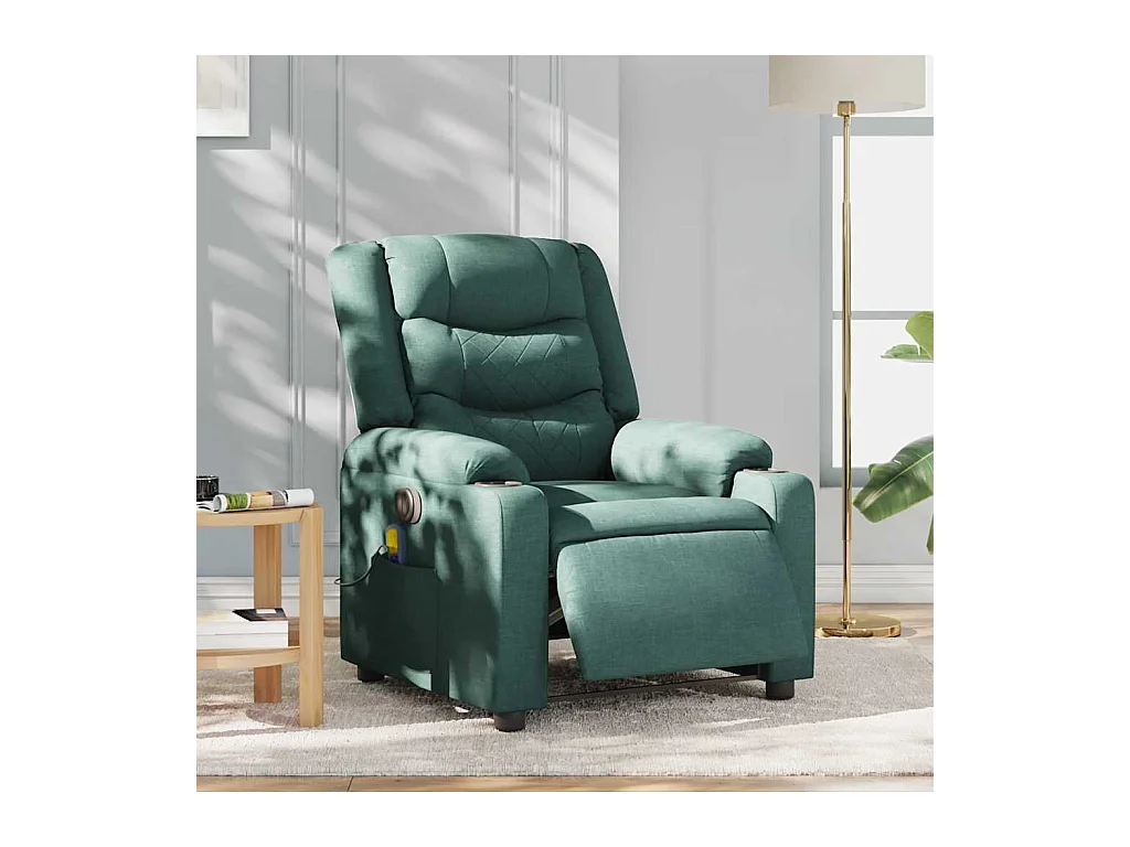 Sillón de relax | Sillón reclinable de masaje eléctrico tela verde oscuro SHL2840