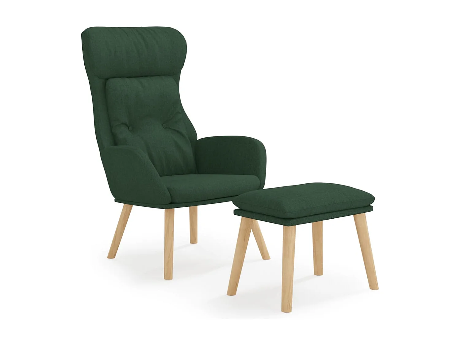 Fauteuil de relaxation Scandinave avec repose-pied Vert foncé Tissu SHL4956