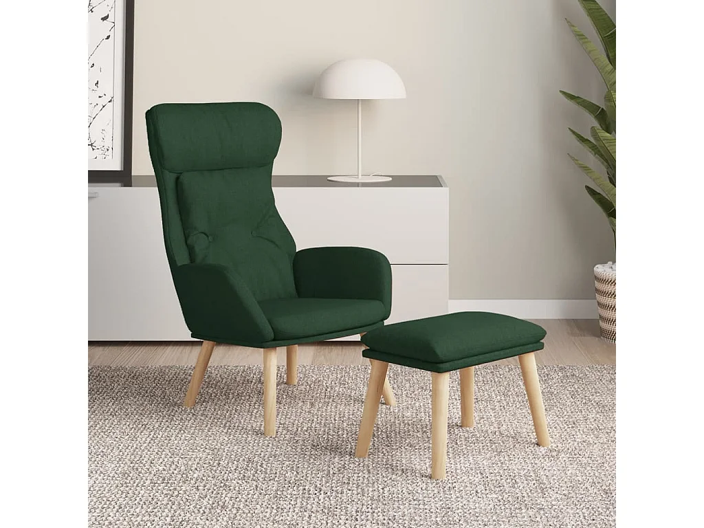 Fauteuil de relaxation Scandinave avec repose-pied Vert foncé Tissu SHL4956