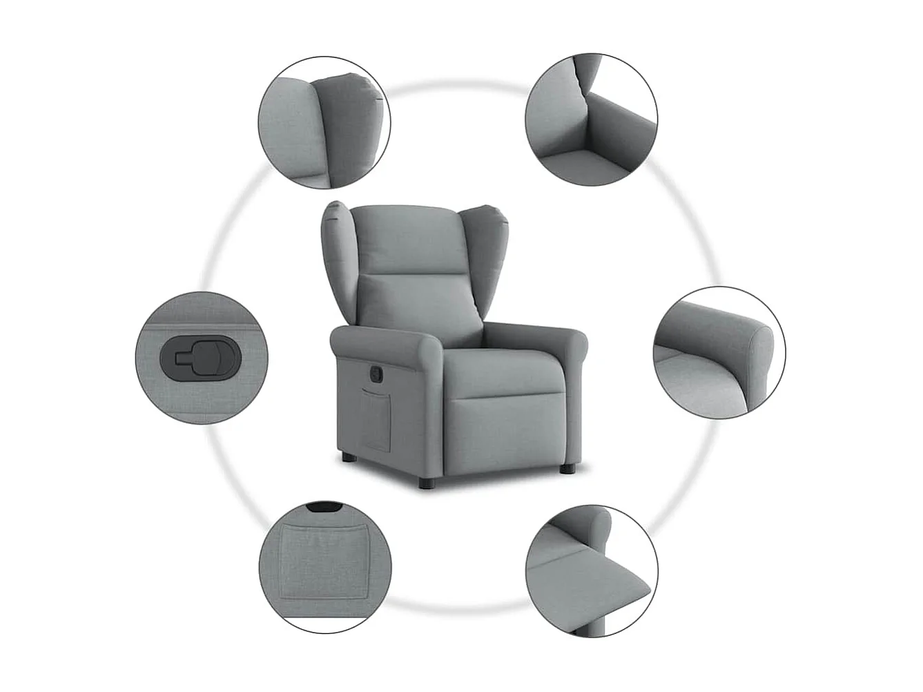 Fauteuil inclinable-Chaise de relax-Fauteuil TV Gris clair Tissu SHL4132