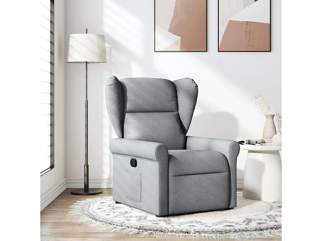 Relaxsessel | Lounge Sessel für Wohnzimmer Hellgrau Stoff SHL86404