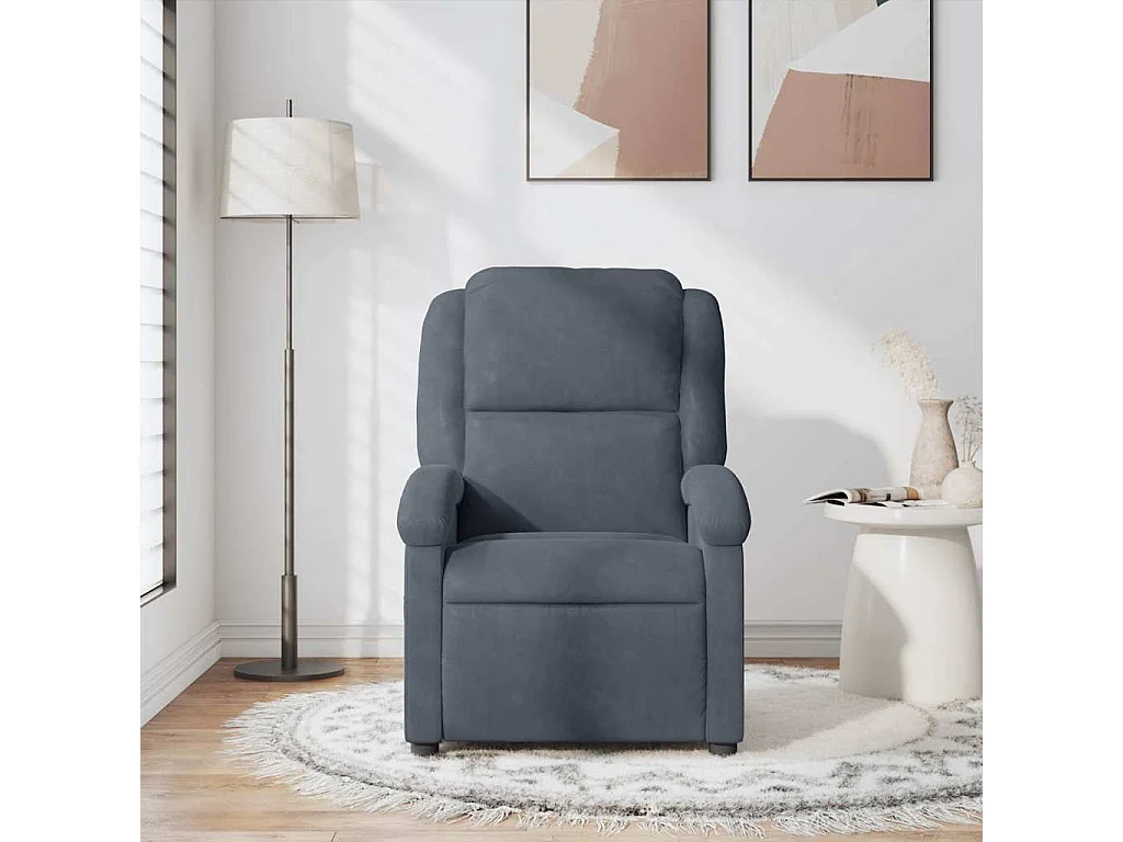 Fauteuil inclinable-Chaise de relax-Fauteuil de Massage gris foncé velours SHL5349