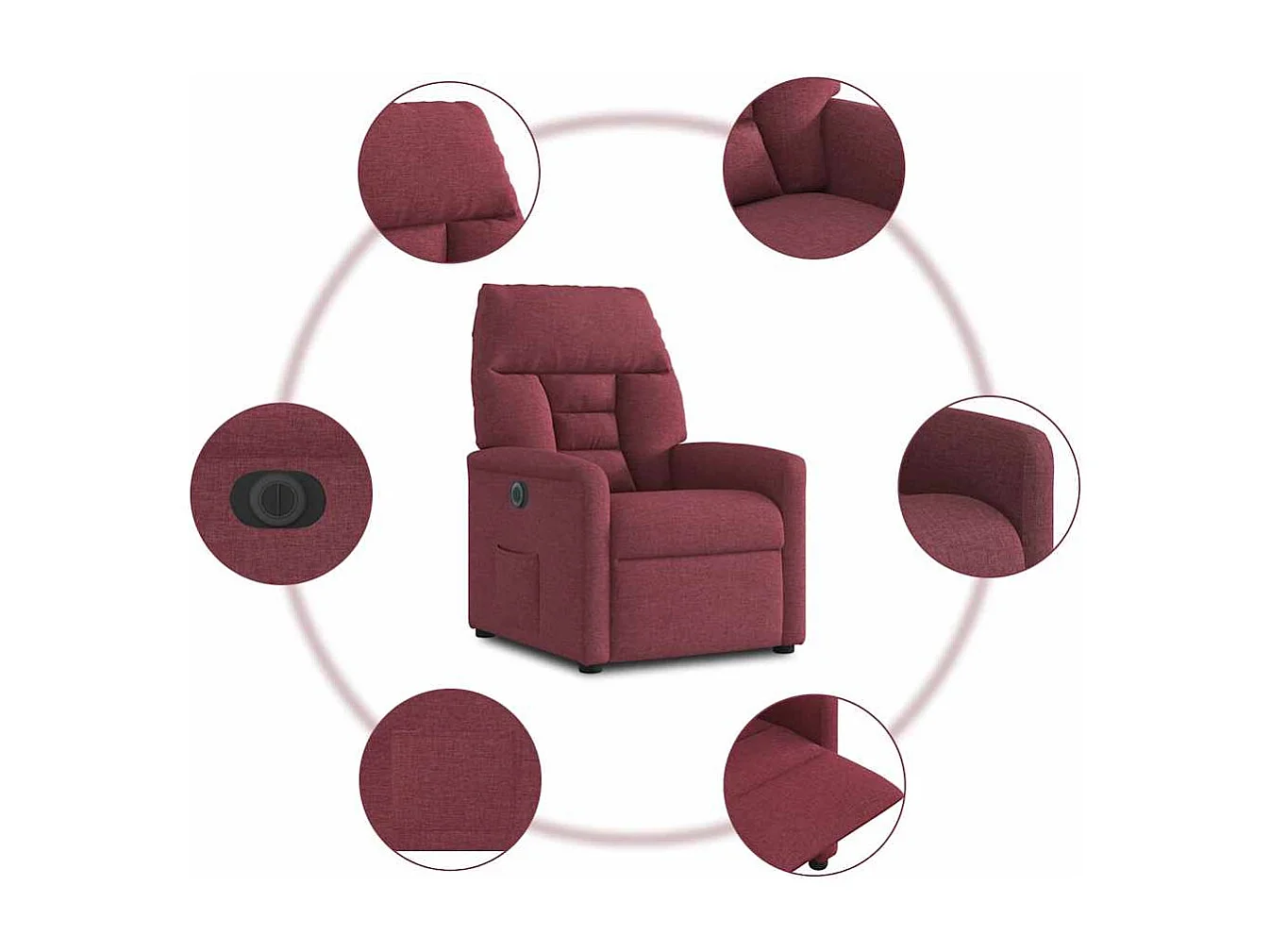 Sillón de relax | Silla | Sillón reclinable eléctrico tela rojo tinto SHL7011