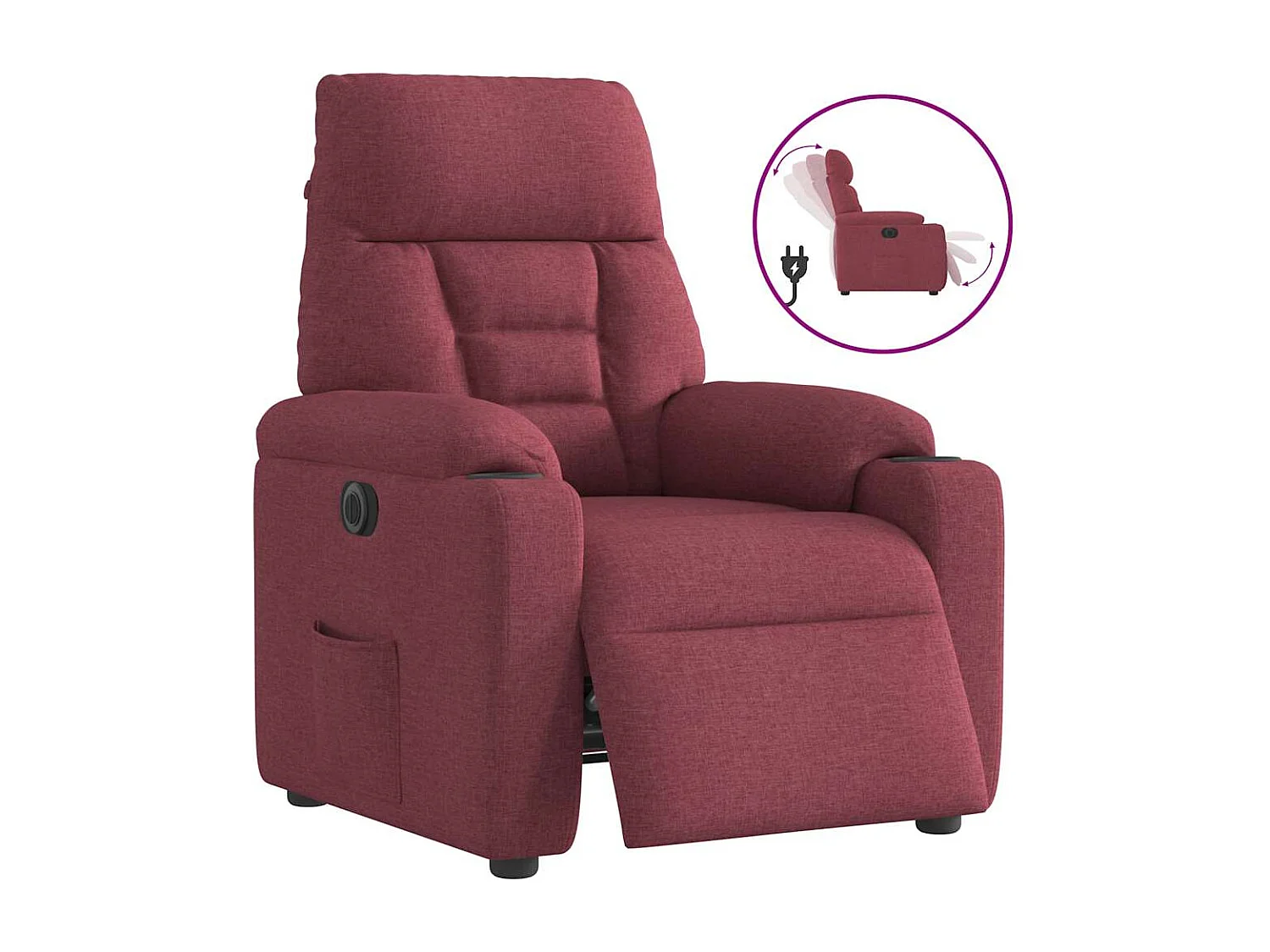 Fauteuil inclinable électrique-Chaise de relax-Fauteuil TV Rouge bordeaux Tissu SHL2213