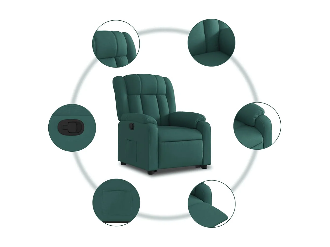 Fauteuil inclinable-Chaise de relax-Fauteuil salon vert foncé tissu SHL1258