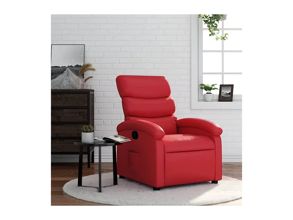 Sillón de relax | Sillón reclinable de cuero sintético rojo SHL8874