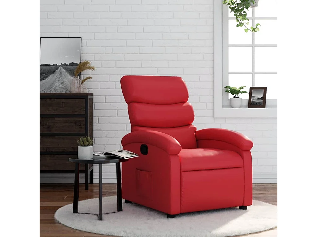 Relaxsessel | Lounge Sessel für Wohnzimmer Rot Kunstleder SHL22006